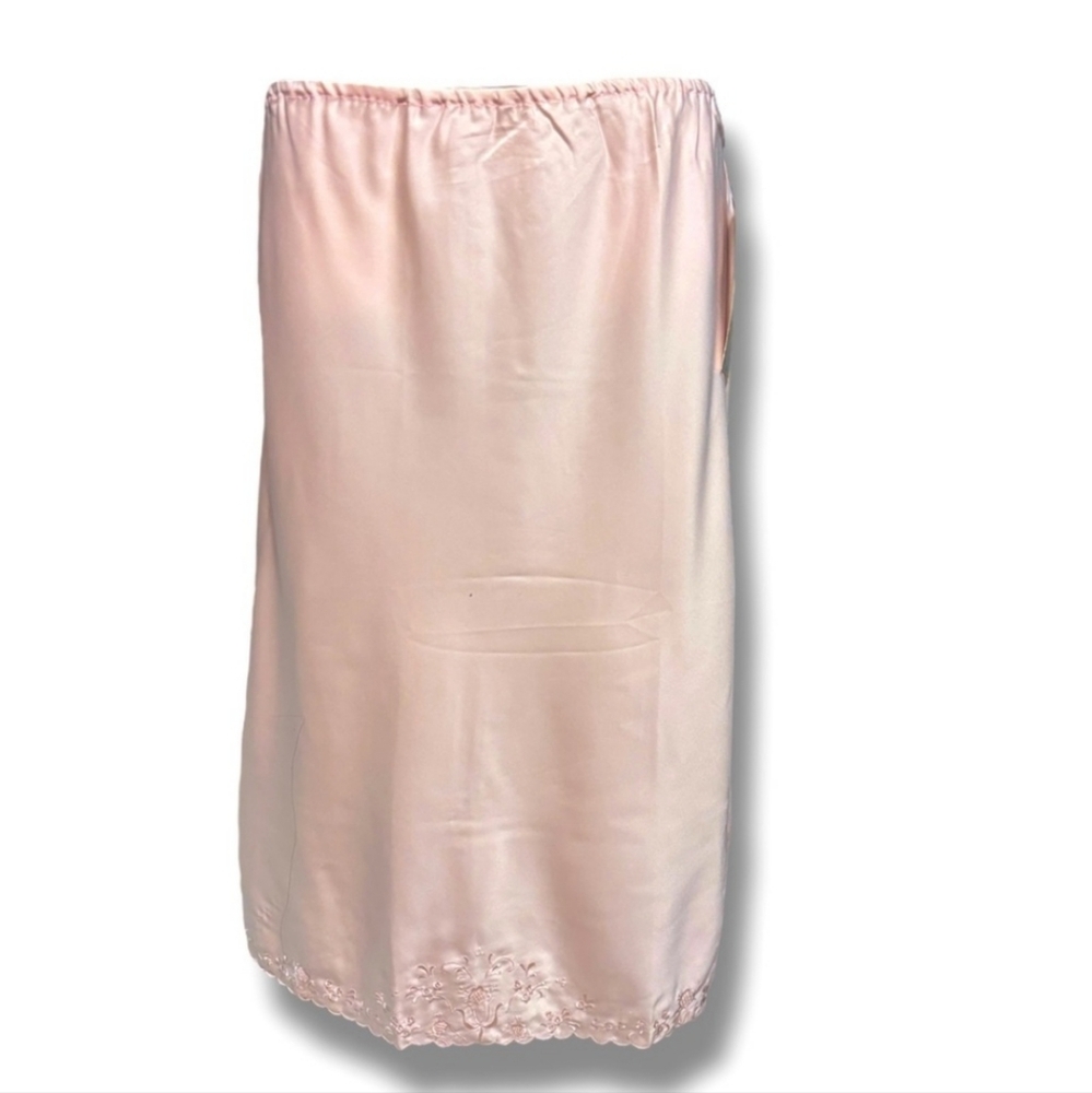 JODIE ARDEN Pink Satin Half Slip Embroidered Hem VINTAGE